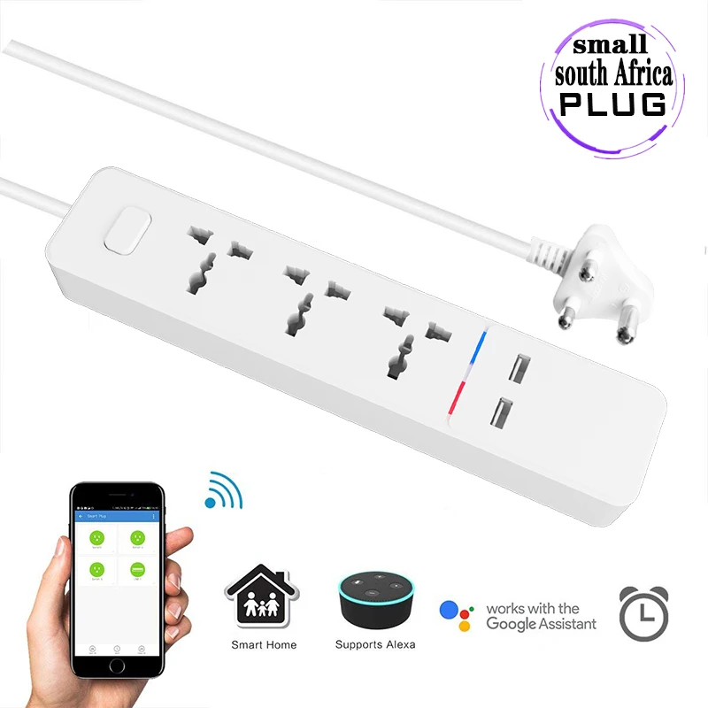 small south Africa Wifi умная силовая полоса с универсальным 3 гнездом 2 usb зарядная станция работает с Alexa Google домашняя ассистент Великобритания/Австралия/ЕС/Индия вилки - Цвет: small south Africa