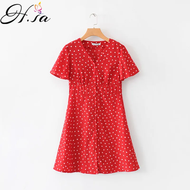 Женское короткое платье с принтом H.SA повседневное облегающее вечернее красного
