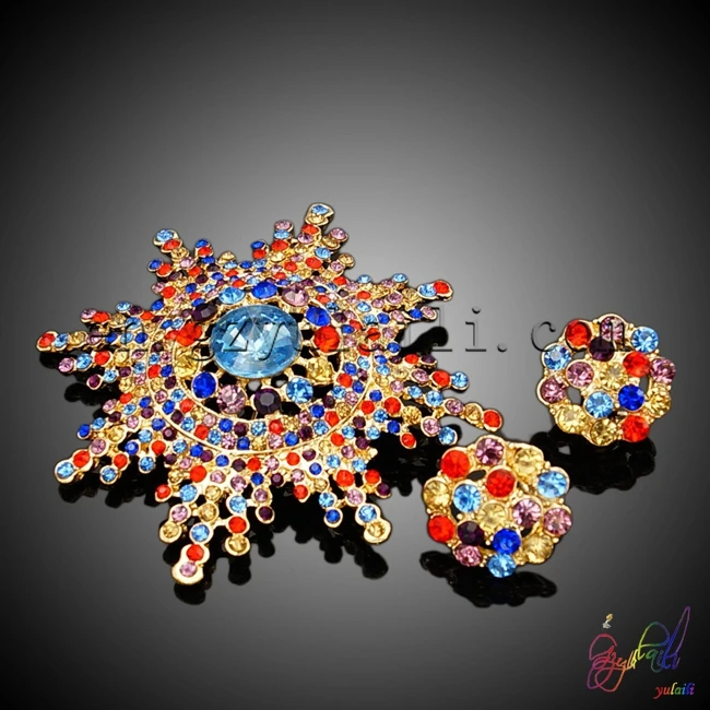 Yulaili великолепные Дизайн изысканный голубой циркон и разноцветными стразами