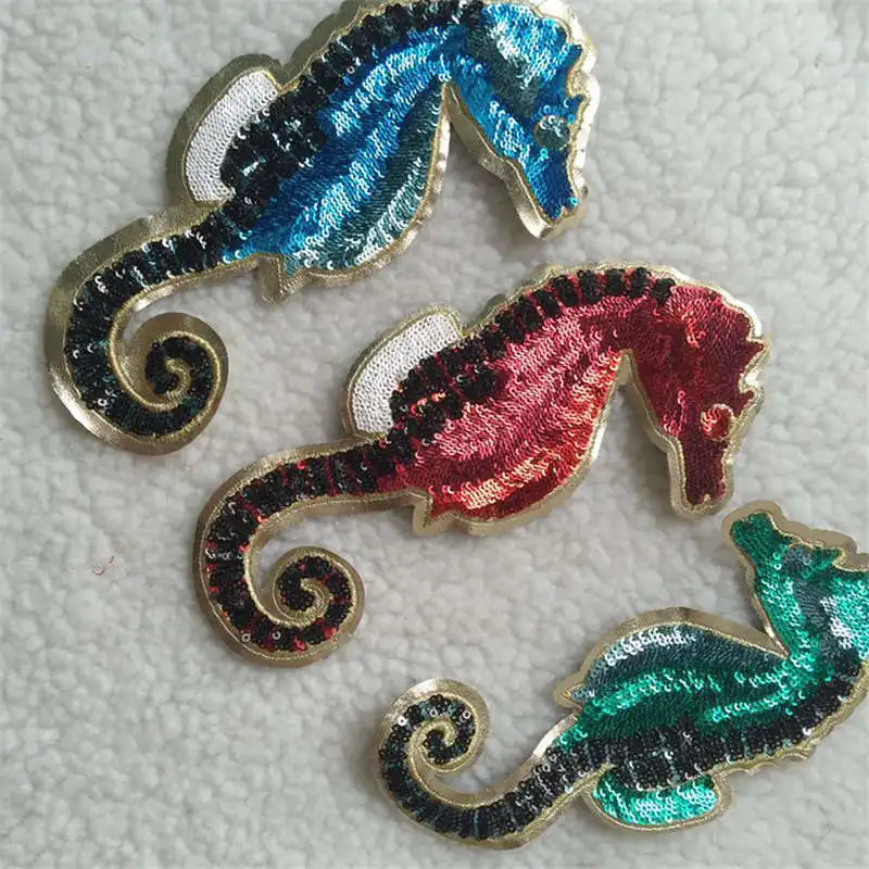 Морская лошадка патч с животным рисунком искусственная вышивка одежды джинсов