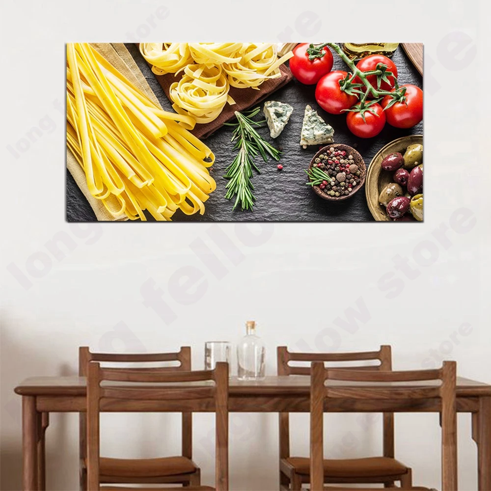 Рамка холст печать вкусные пасты декор для кухни свежая еда натюрморт огромная картина для ресторана магазин Настенный декор Прямая поставка