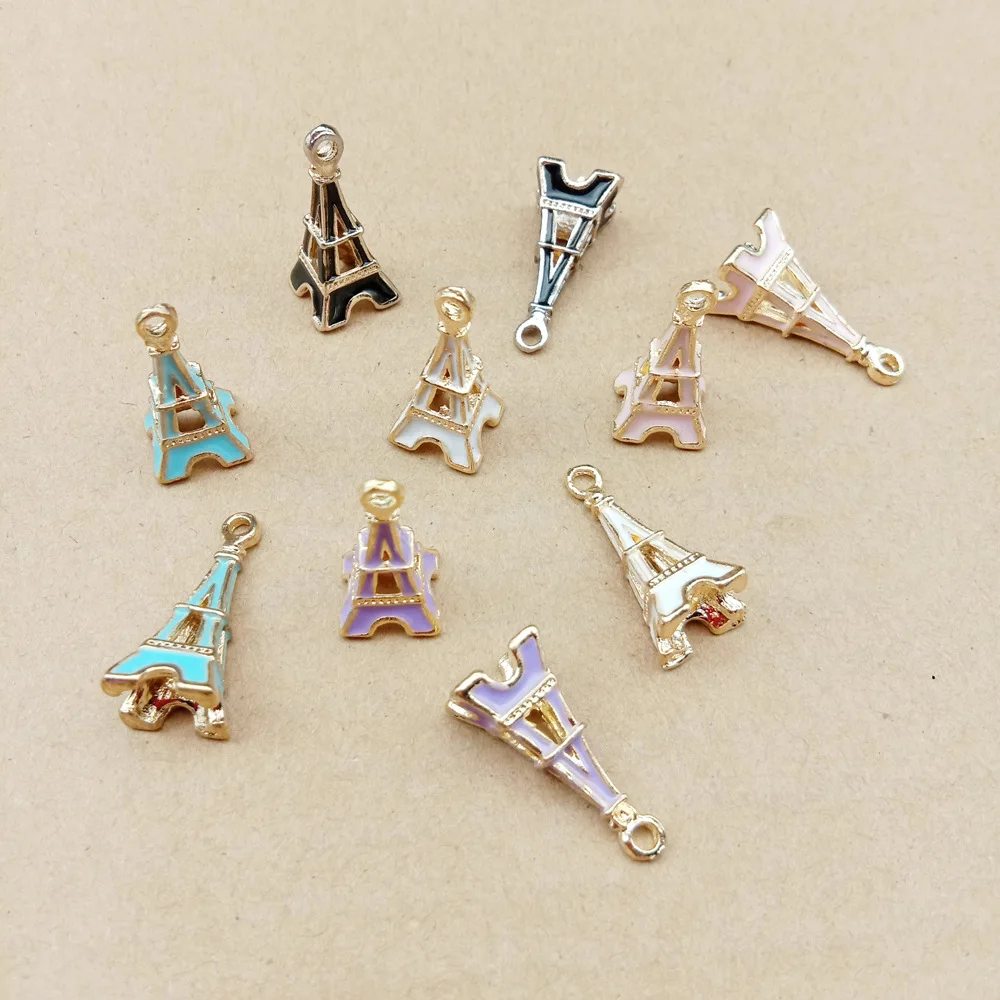 10pcs 23x10mm Enamel jewelry accessories Eiffel Tower charms pendant earrings bracelet necklace handmade DIY material | Украшения и