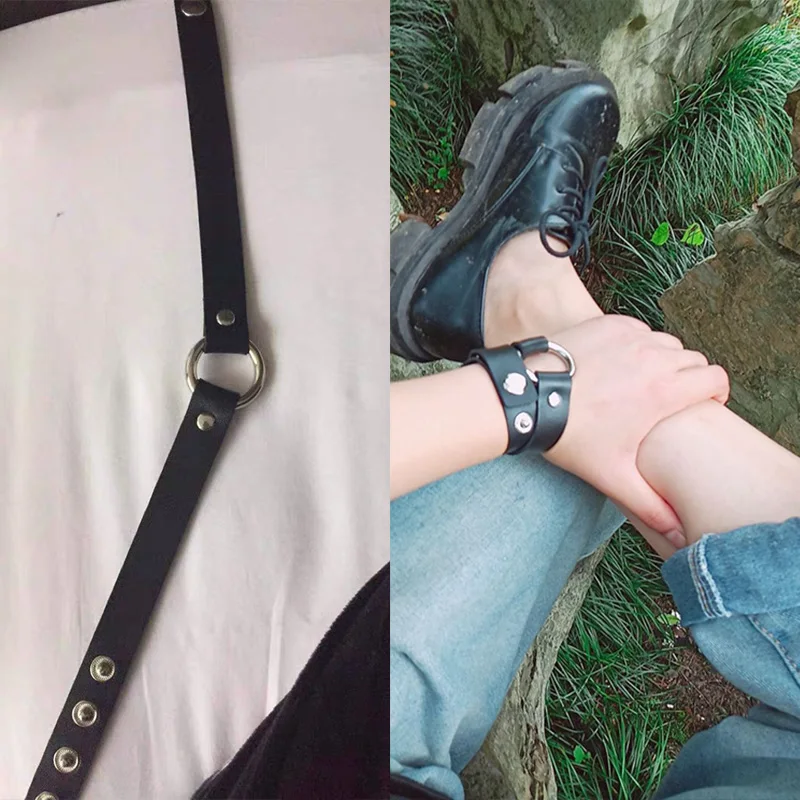 Хит панк Харадзюку ошейник ожерелье круг искусственная кожа браслет гот 100%