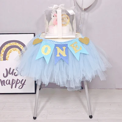 light blue Kuchang 100cm DIY Customized Tulle Tutu Table Skirt Tableware Wedding Party Birthday Baby Shower Decor For Home New Year - Цвет: light blue