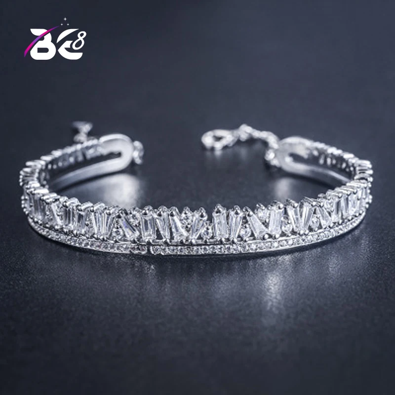 

Be 8 бренд AAA кубический циркон свадебные браслеты, белый цвет роскошные женские ювелирные браслеты для женщин B095