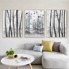 SURELIFE абстрактные леса, скандинавские настенные художественные принты картины на холсте, черно-белые картины, Постер, декор для гостиной и дома