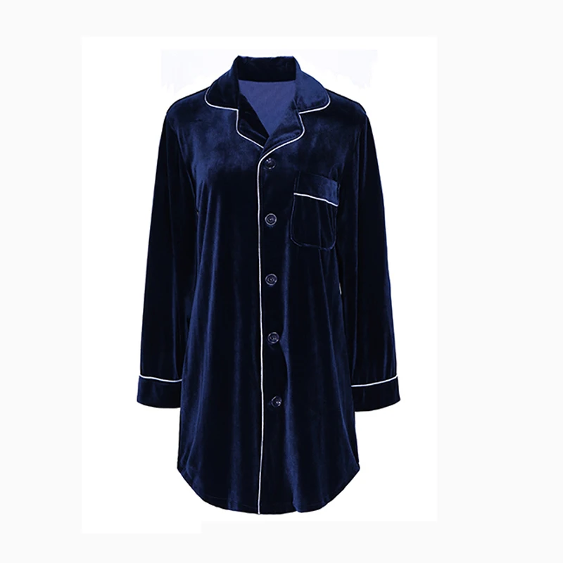 

Women Velour Nightgowns Sleepshirts 2017 Sexy Long Sleeve Solid Sleep Shirt Dress Casual Woman Vintage Sleepwear Dress