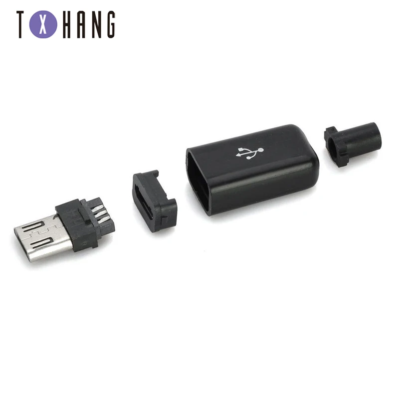 10PCS/LOT Micro USB 5Pin Male connector plug Black welding Data OTG line interface DIY data cable accessories | Электронные