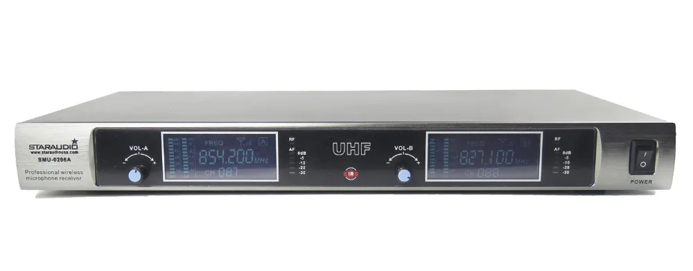 Profession Dual Channel UHF Microphone Easily Synchronize 2CH Wireless Handheld Digital Display Karaoke SMU-0206A | Электроника