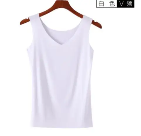 V-neck white Женские топы на бретелях большого размера Модальные женские летние однотонные повседневные жилеты черные без рукавов Фитнес Досуг Дамская майка плюс размер - Цвет: V-neck white