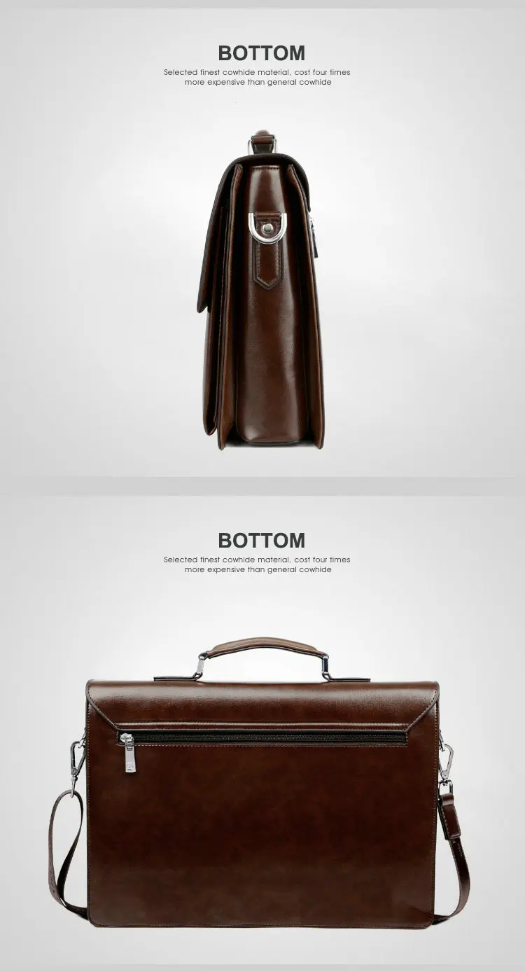 Business Men's Bag Large Capacity Cowhide Leather briefcase Horizon Password Lock Shoulder Messenger Bag