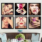 Модная Картина на холсте для молодых сексуальных девушек, Постер для макияжа и губ, Современный домашний декор, картины для гостиной AL097