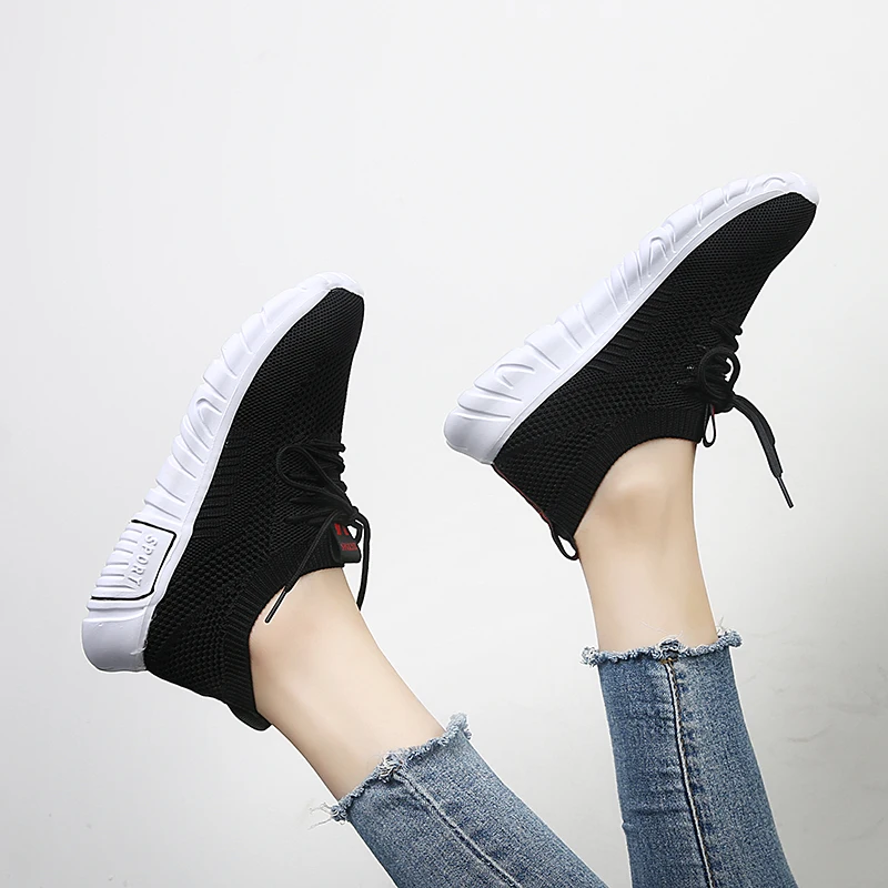 Black Women Sneakers 2019 Casual Shoes Ladies Autumn for Female Breathable Mesh Non-slip Trainers | Обувь