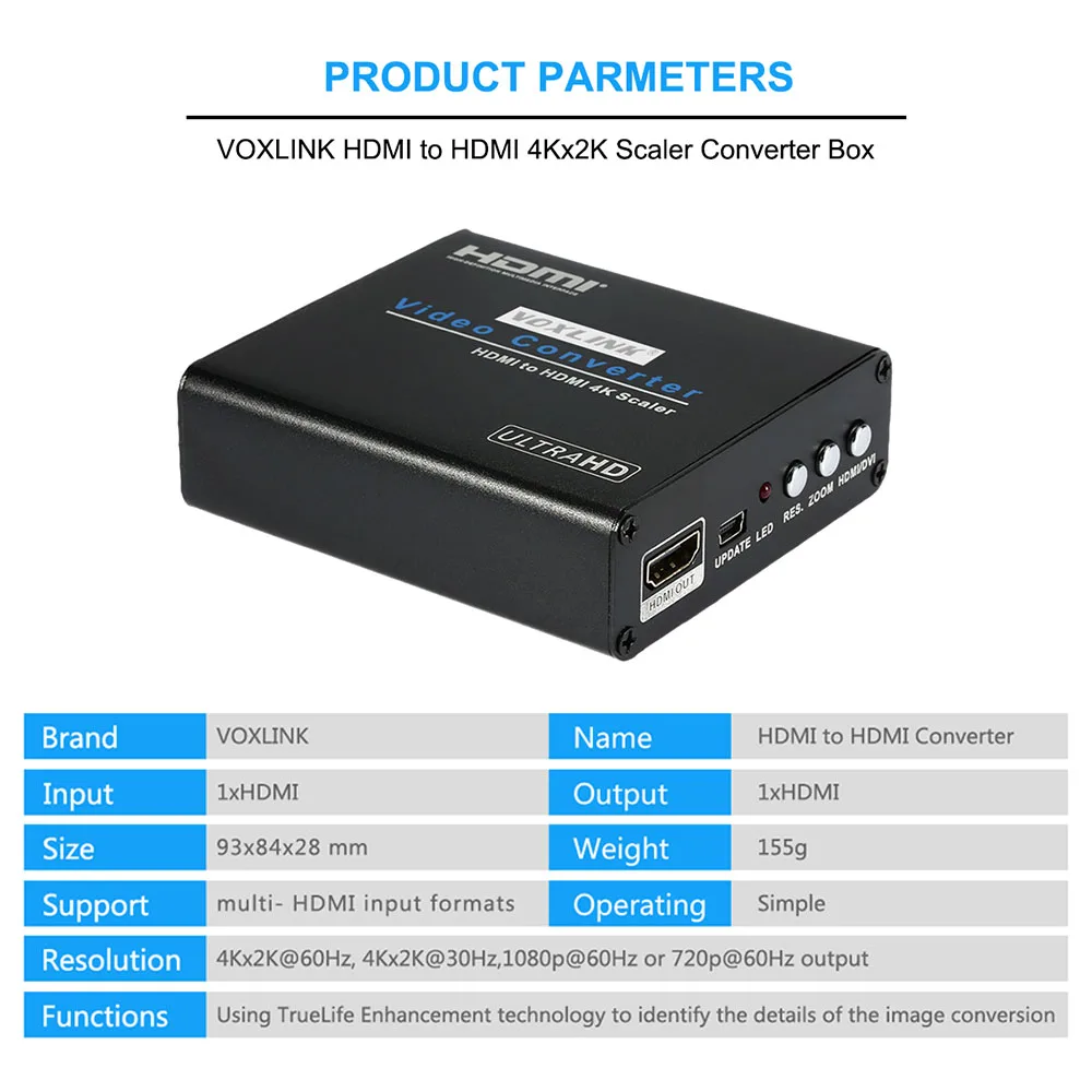 Voxlink HDMI к 4 К x 2 коробка масштабирования HDTV аудио видео цифровой преобразователь с