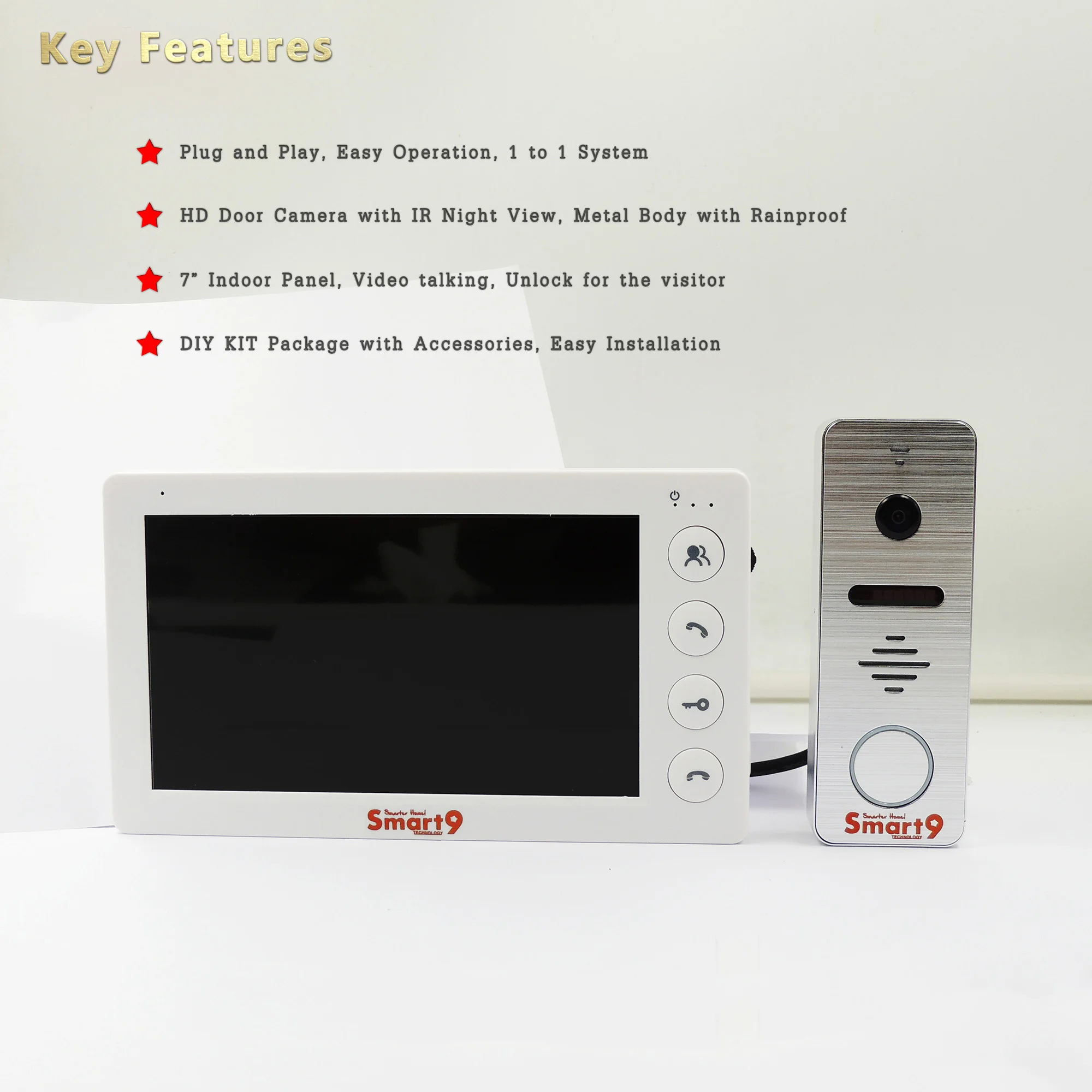 Smart9 видеодомофон, HD VDP DIY комплект, видео домофон, 4 провода дверной звонок системы, HD ИК дверная камера с " крытой панелью монитора