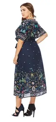 Женское длинное платье туника AE34 винтажное в стиле бохо с коротким рукавом и