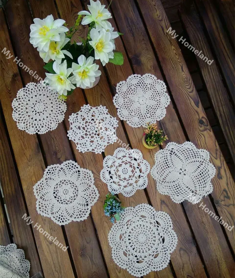 Новый дизайн 7 шт. 100% хлопок ручной работы вязание крючком Doilies для сделай сам