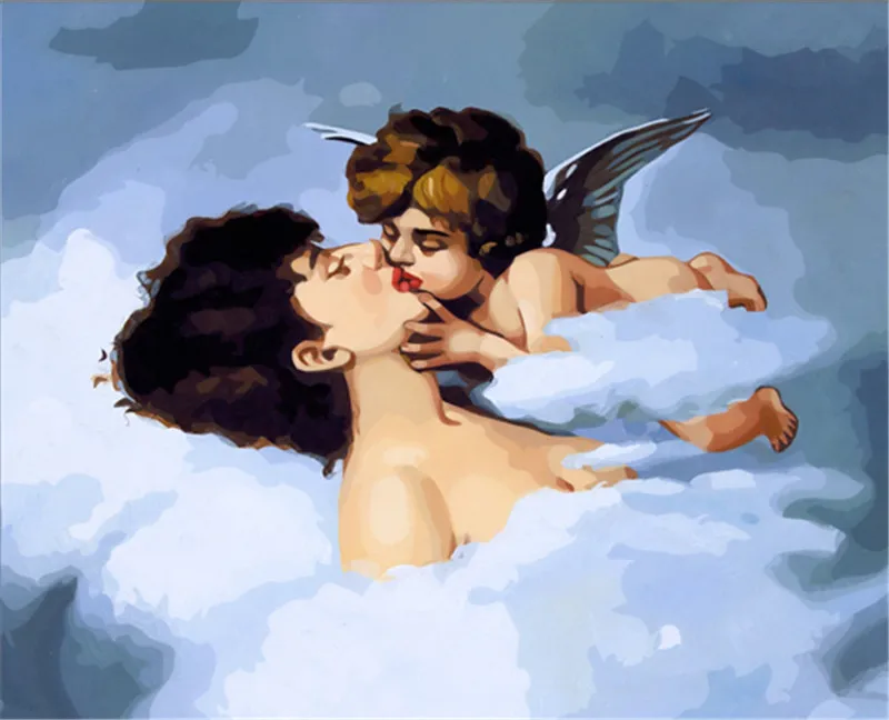 Детский Ангел Поцелуй живопись по номерам маленькие дети Краска на холсте