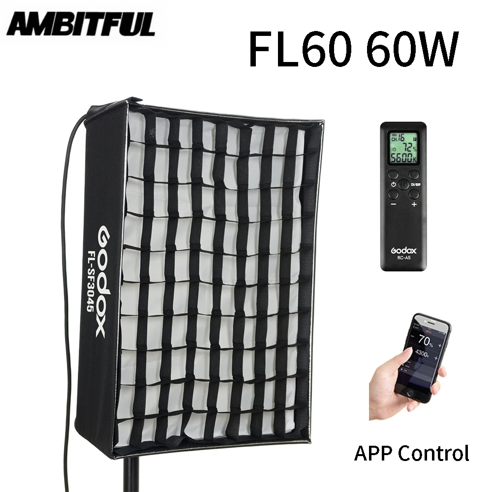 Godox FL60 60 Вт гибсветодиодный Светодиодная лампа для видеосъемки вращающаяся