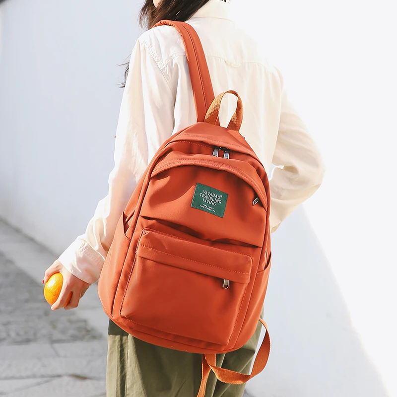 Однотонный водонепроницаемый рюкзак модный нейлоновый Женская вместительная