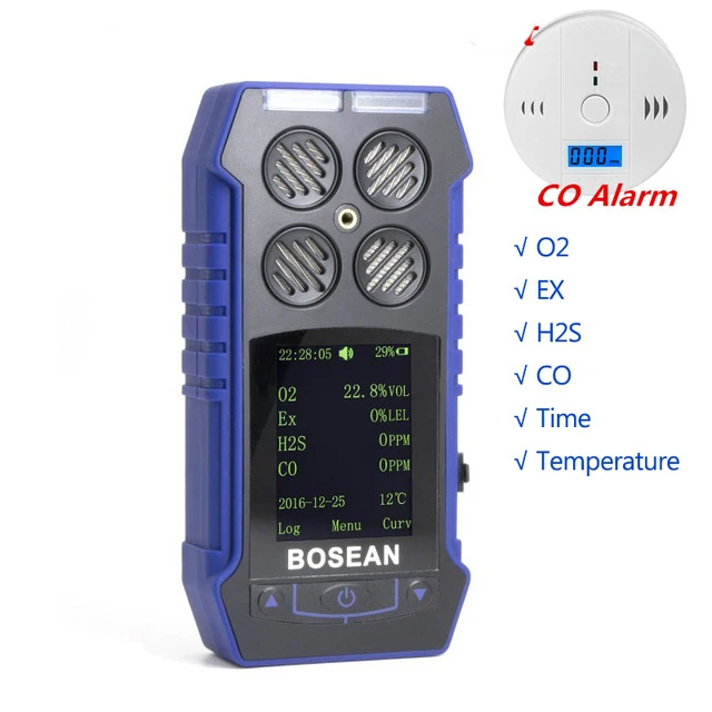 4 в 1 детектор газа кислорода O2 H2S Угарный газ CO горючих газов анализатор мониторы