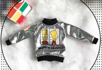 silver 1 шт. модная толстовка с капюшоном для куклы крутое серебряное флисовое пальто с рисунком для blyth licca 1/6 аксессуары для кукол Одежда для кукол - Цвет: silver