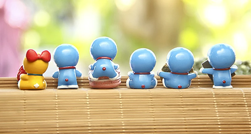 6pcs/lot Doraemon Mini Figures Toys Kawaii With Cookies PVC Action Figure Collectible Model Toy for Home Decor | Игрушки и хобби