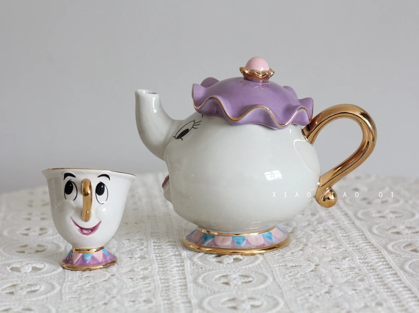 Мультфильм красота и чудовище старый стиль чай горшок кружка Mrs Potts Чип чай горшок чашка один набор рождественский подарок для друга