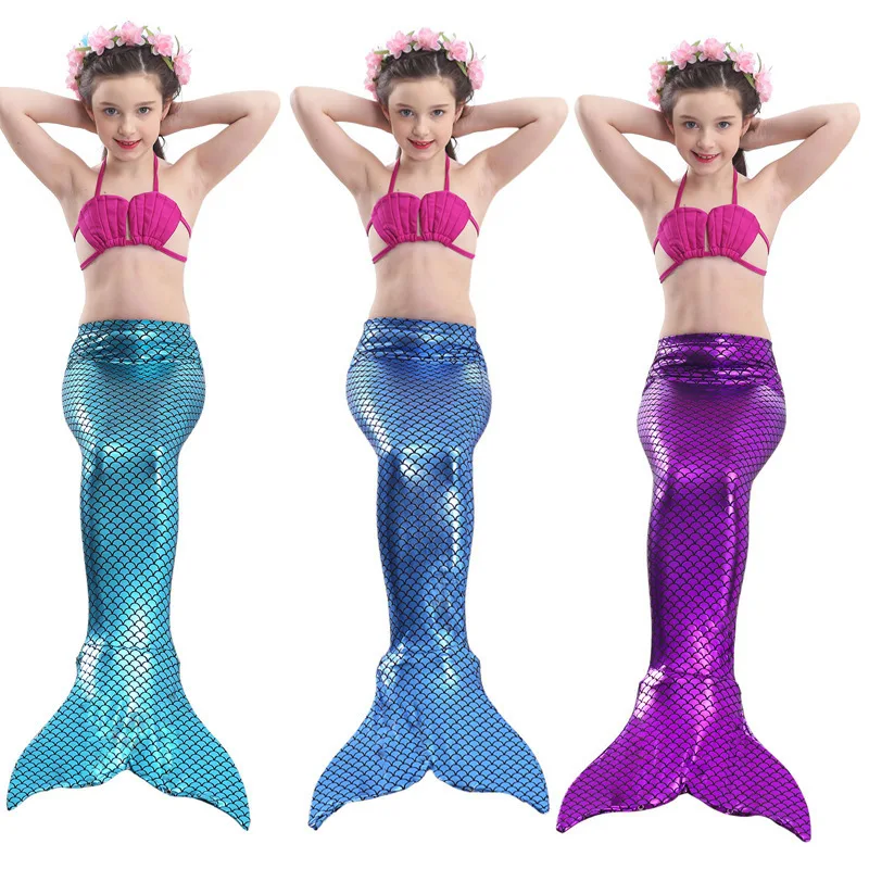 3 шт./компл. хвост маленькой русалки костюм принцессы Ариэль Детский Костюм