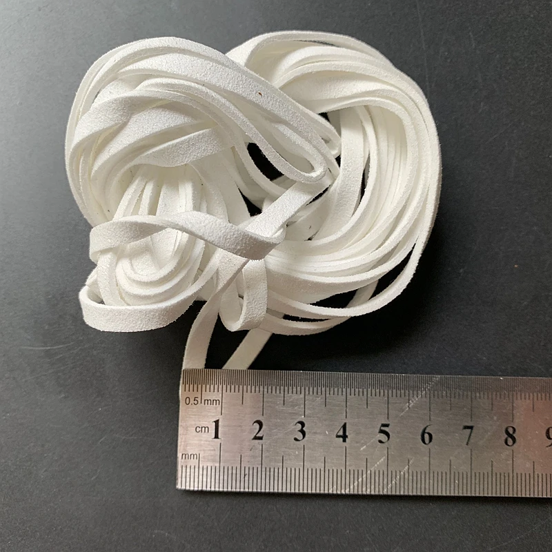 Корейский Бархатный кожаный шнур 5 метров белый плоский мм из искусственной