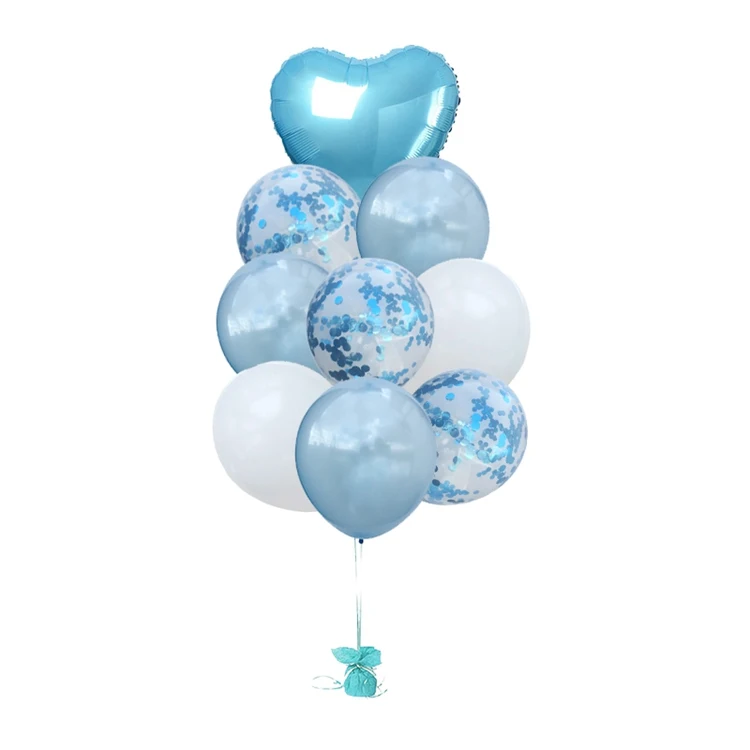 9pcs light blue LAPHIL воздушные шары с конфетти цвета розовое золото на день рождения Декоративный Надувной Мяч гелиевый воздух шары Свадебные вечерние принадлежности - Цвет: 9pcs light blue