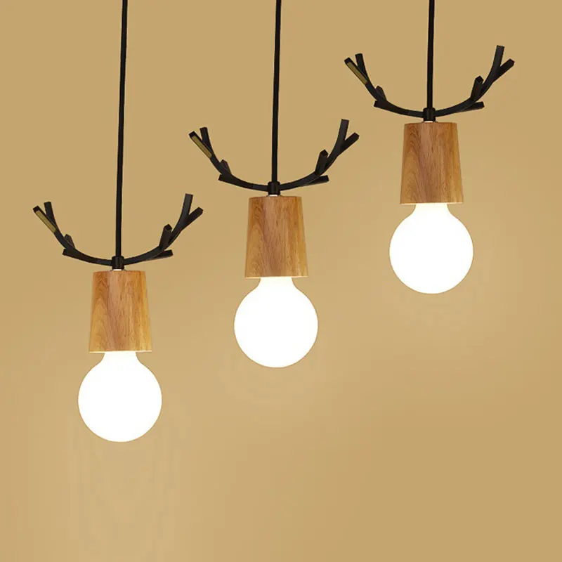 2019 новый дизайн ретро светодио дный подвесной светильник рога древесины 5 Вт E27
