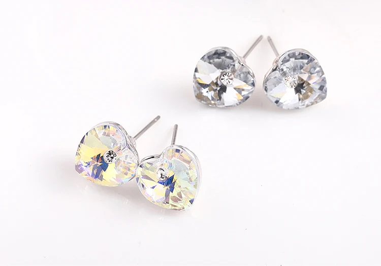 BeBella милые серьги-гвоздики в форме сердца с кристаллами Swarovski для женщин и девушек, модные ювелирные изделия, подарок на день рождения