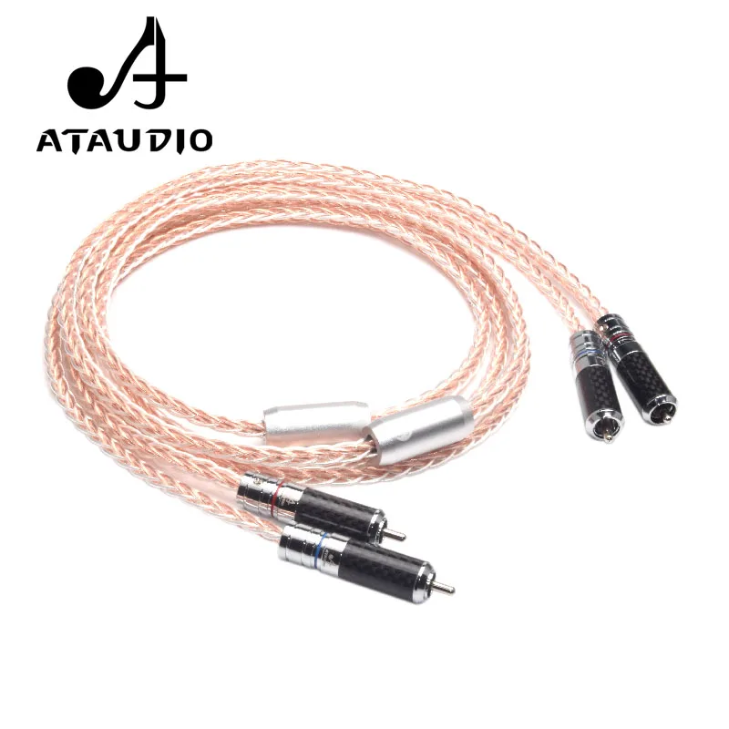 ATAUDIO 7N OCC серебристый и медный Hifi RCA кабель Hi end 2RCA штекер соединительный 1 м 2 3
