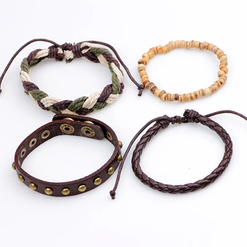 Оригинальный дизайн браслет многослойный Композитный кожаный плетеный с