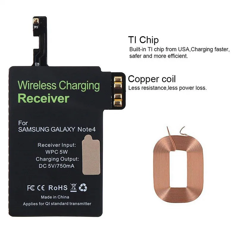 qi wireless charger receiver module for samsung galaxy note 4 note4 apply for qi wireless charging pad 5v 750ma black free global shipping