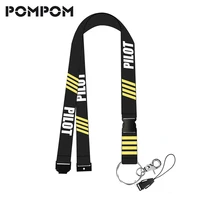 pompom fashion pilot lanyards for keys neck strap for card badge gym key chain key ring lanyard hang rope keychain lanyard