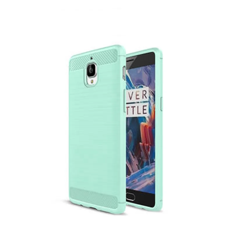 Текстурированный силиконовый чехол из углеродного волокна для Oneplus 3, мужские чехлы в деловом стиле One plus 3 Oneplus3 1+ 3 - Цвет: Светло-зеленый