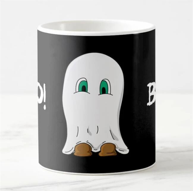 

Creative Funny Halloween Mugs Little Ghost Halloween Coffee Mug Black White Boo Ghost Humor Joke Halloween Gifts Hoom Decor 11oz