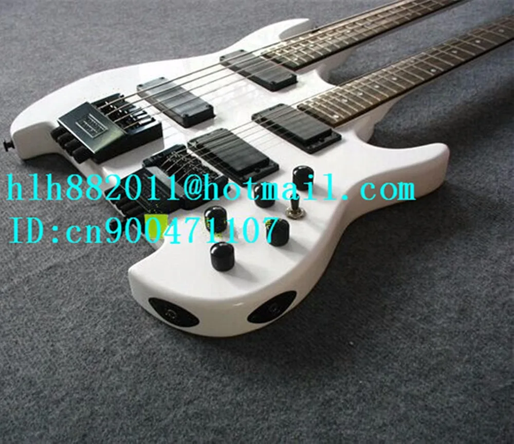 Бесплатная доставка белая электрическая бас гитара с отпечатком пальца из
