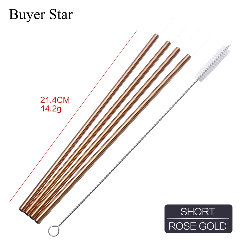 Rose Gold plus brush 100 шт нержавеющей стали металла соломинки Соломинки+ 10 очиститель кисти набор для 20 унций/30 унций стакан чашки бар аксессуары - Цвет: Rose Gold plus brush