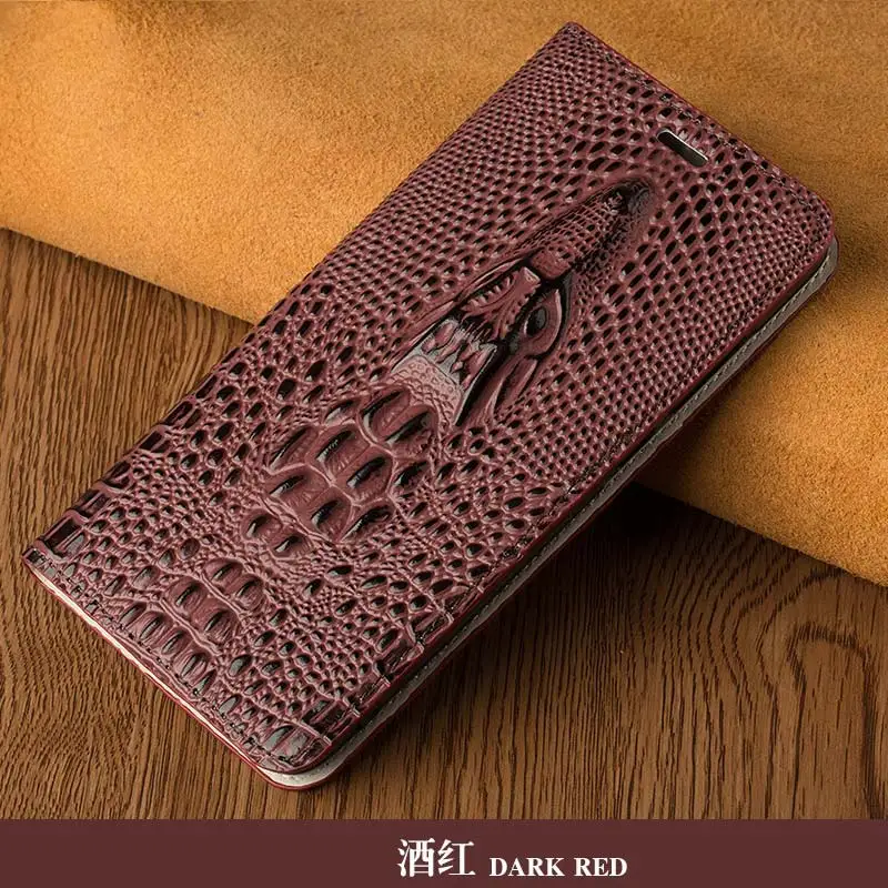 Dark red Чехол-книжка с изображением головы дракона чехол для Xiaomi mi 5s 6 8 A1 A2 Max 2 mi x2S, роскошный кожаный чехол для Red mi Note 4A 4X5 5A Plus, задняя крышка - Цвет: Dark red