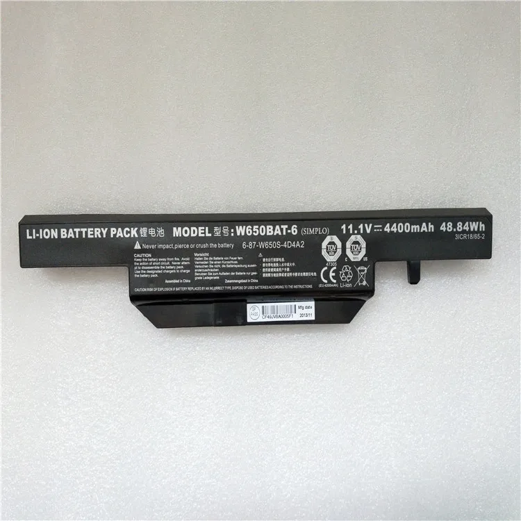 Новые оригинальные Батарея для hasee K610C K650D K710C K750D W650BAT-6 11,1 V 4400 мА-ч