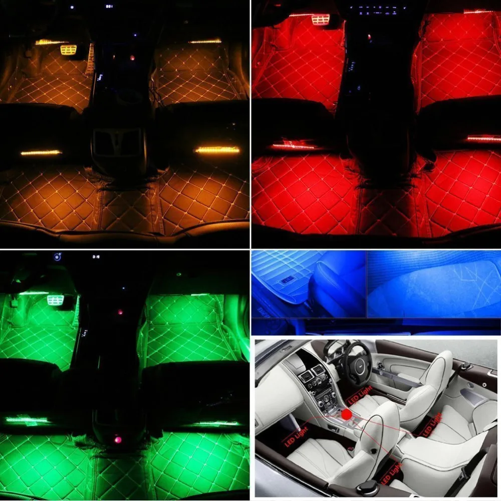 Светодиодные ленты света Водонепроницаемый SMD5050 RGB многоцветный световая лента для автомобиля лампа комплект освещения+ активация звуком IR дистанционное управление