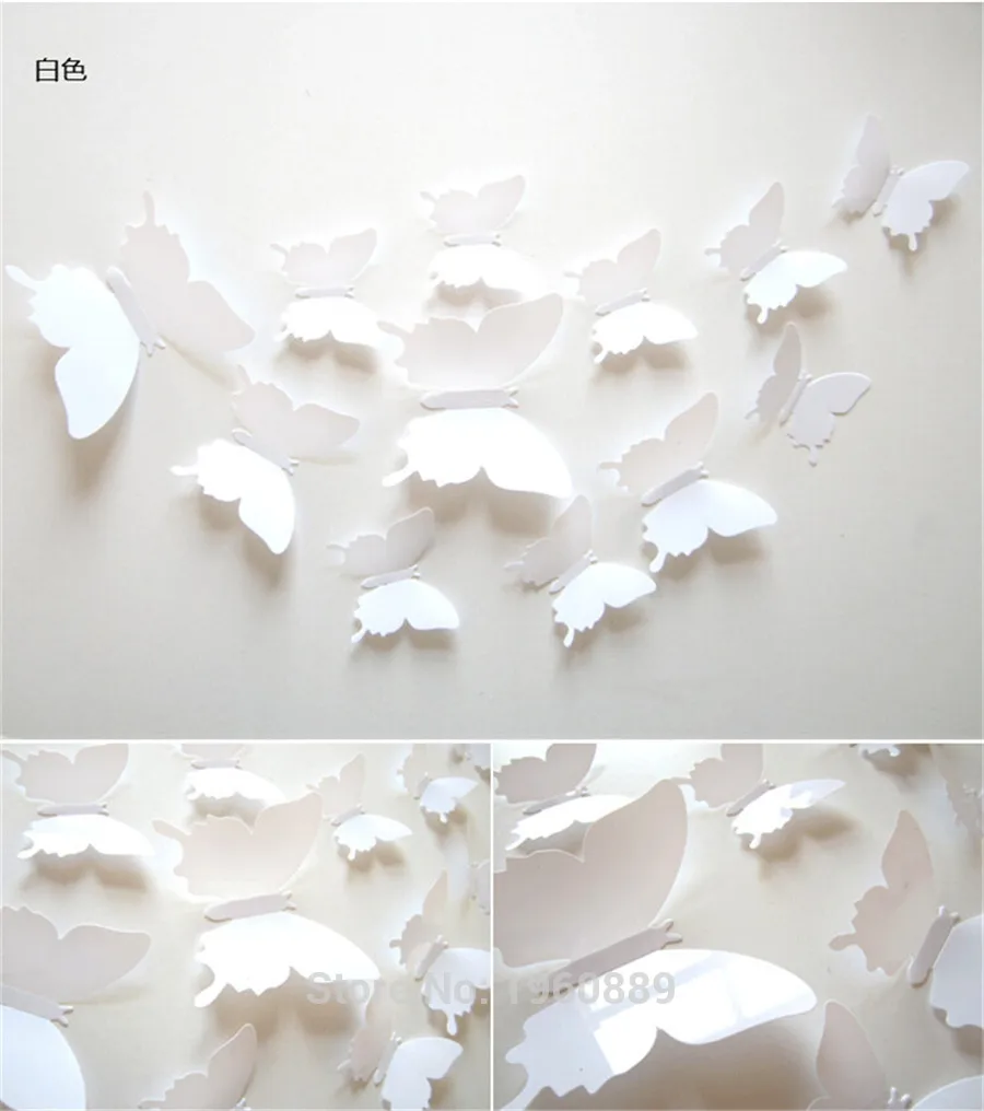 12 шт./партия ПВХ 3D DIY Бабочка наклейки на стену домашний декор плакат для кухни Ванная комната клей декоративные настенные наклейки
