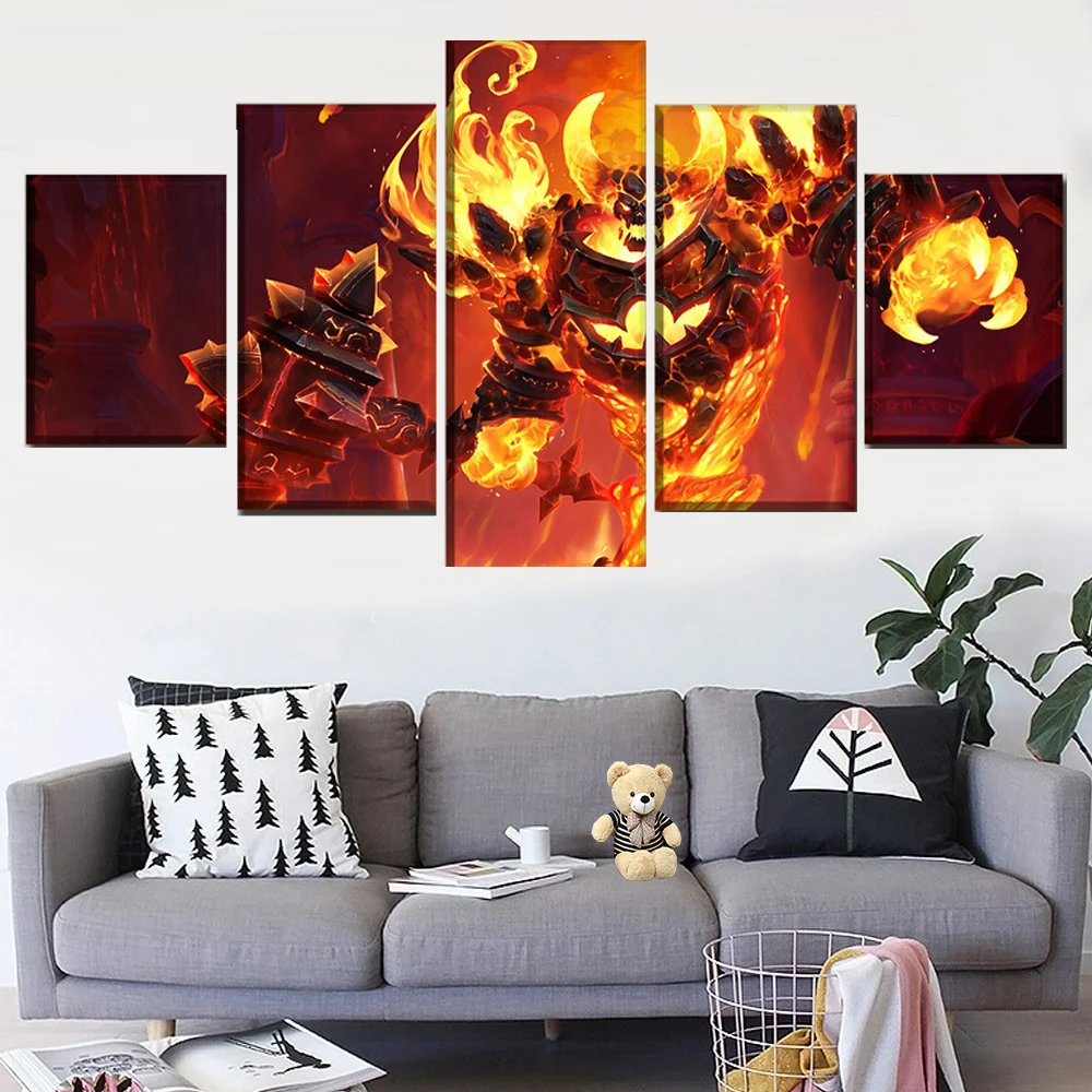 Настенная картина из 5 предметов с HD печатью Постер шторм герой игра Рагнарос