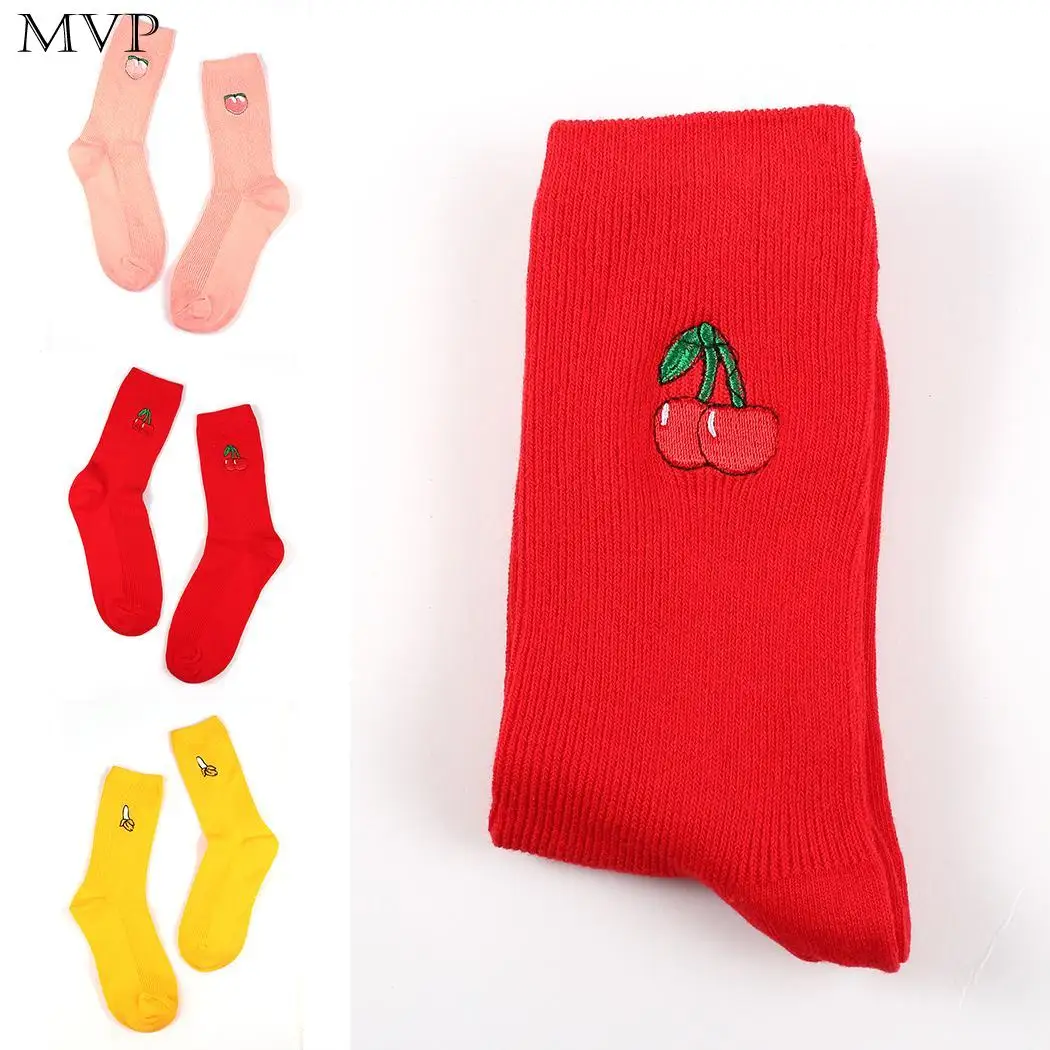 Женские нескользящие удобные повседневные носки до щиколотки с милым фруктовым