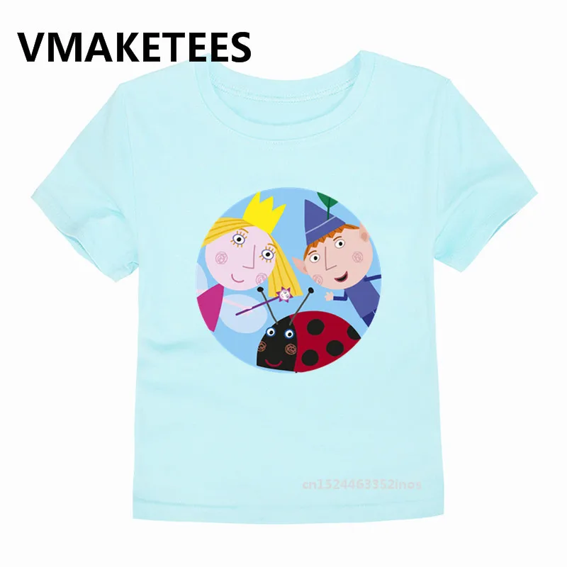 Детская футболка с героями мультфильмов Бен и Холли Летняя коллекция 2019 года
