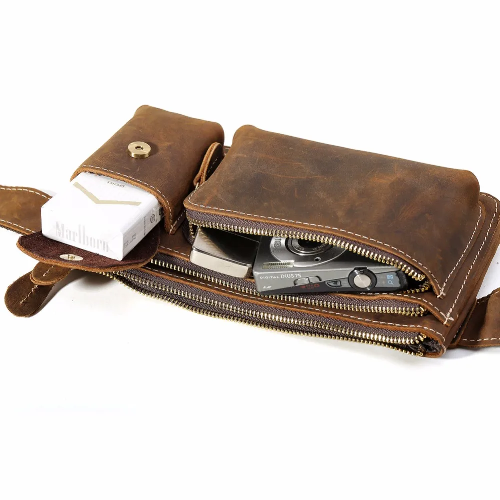 Мужская поясная Сумка Tiding из воловьей кожи маленькая сумка для мобильного