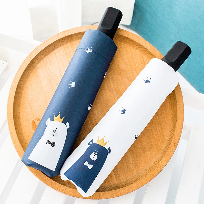 Bear and Crown Windproof Ultralight Sun Rain Non-Automatic Folding Umbrella Women Umbrellas Lady parasol | Дом и сад